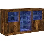 vidaXL Buffet avec lampes LED chêne fumé 123x37x67 cm