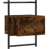 vidaXL Table de chevet murale chêne fumé 35x30x51 cm cm