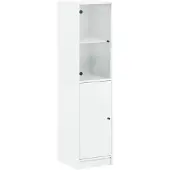 vidaXL Highboard avec porte en verre blanc 35x37x142 cm
