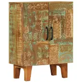 vidaXL Sideboard sculpté à la main 55x30x75 cm Vieux bois massif