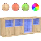 vidaXL Sideboard avec lampes LED Chêne Sonoma 164x37x67 cm