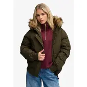 Superdry Femme Bomber MA1 Matelassé à Capuche Khaki Taille: 36