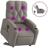 vidaXL Fauteuil de massage électrique avec releveur Taupe Tissu