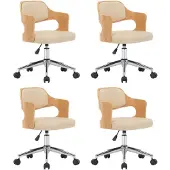 vidaXL Chaise de salle à manger pivotante 4 pcs. Crème bois courbé et similicuir