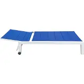 Happy Garden Lot De 2 Bains De Soleil Barbados En Textilène Bleu - Aluminium Blanc