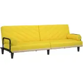 vidaXL Canapé-lit avec accoudoirs jaune clair tissu