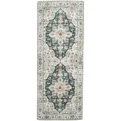 FRAAI Volero - Tapis de Passage Lavable - Domingo Mandala Vert Foncé - 80x350cm