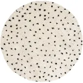 FRAAI Tapis rond à poils longs | Grand Dots Crème/Noir | Ø 100cm | Crème | Rond | Tapis