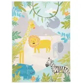 Little Olly Tapis enfant | Jungle Lion Multicolore | 80x150cm | Multicolore | Rectangulaire | Tapis enfants