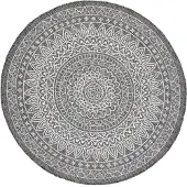 FRAAI Tapis d'extérieur rond | Summer Azteca Gris | Ø 100cm | Gris | Rond | Tapis d'extérieur