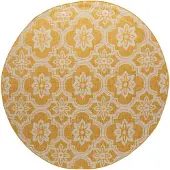FRAAI Tapis d’extérieur rond – Rio Flower Jaune | Ø 200cm | Jaune | Rond | Tapis
