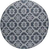 FRAAI Tapis d’extérieur rond – Rio Flower Bleu | Ø 200cm | Bleu | Rond | Tapis