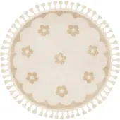 Little Olly Tapis rond lavable pour enfant | Moos Flower Crème | Ø 160cm | Crème | Rond | Tapis enfants