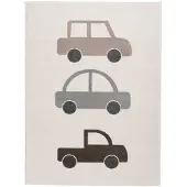 Little Olly Tapis chambre d'enfant | Bowie Auto Crème | 120x170cm | Crème | Rectangulaire | Tapis enfants