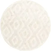 FRAAI Tapis scandinave rond | Lova Diamond Crème | Ø 100cm | Crème | Rond | Tapis
