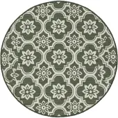 FRAAI Tapis d’extérieur rond – Rio Flower Vert | Ø 140cm | Vert | Rond | Tapis