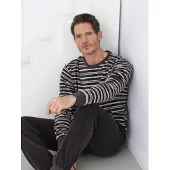 Pastunette Pyjama long 'Urban Essence' crème / brun foncé