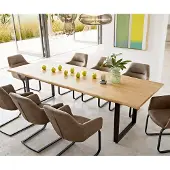 DELIFE Table à manger Edge 260x100x2,5-3 chêne nature patin noir Live-Edge