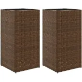 vidaXL Jardinières 2 pcs marron 40x40x80 cm résine tressée