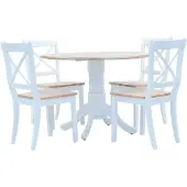 Möbelando vidaXL Ensemble de salle à manger 5 pièces en bois de caoutchouc massif blanc et marron