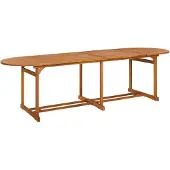 vidaXL Table de jardin "Horbach" en bois massif d'acacia, traitée à l'huile en brun. Dimensions (L/L/H) 280x90x75 cm