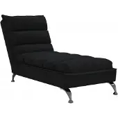 vidaXL Chaise longue avec coussins Tissu noir