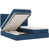 vidaXL Ottoman-lit avec matelas bleu 180x200 cm Tissu