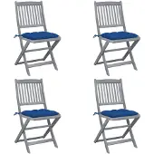 vidaXL Chaises de jardin pliantes 4 pièces avec coussins en bois massif d'acacia