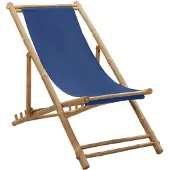 Möbelando Chaise de jardin "Preischeid" en bambou bleu. Dimensions (L/H/P) 60x93x123 cm