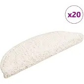 vidaXL Tapis d'escalier 20 pièces 56 x 17 x 3 cm Blanc Demi-rond