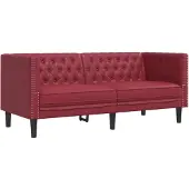 vidaXL Canapé Chesterfield 2 places vin rouge similicuir