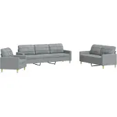 vidaXL Ensemble de canapés 3 pièces gris clair tissu