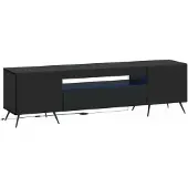 vidaXL Meuble TV LED noir en panneaux de particules