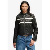 Superdry pour femme. W5012233A Veste effet cuir Moto noir (M), Casuel, Polyester