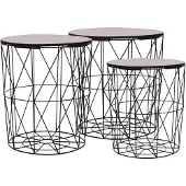 vidaXL Tables basses, lot de 3, noir