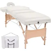 vidaXL Table de massage pliable à 3 zones 10 cm d'épaisseur Blanc