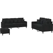 vidaXL ensemble de canapés 3 pièces avec coussins Noir velours