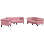 vidaXL 3-pc. Ensemble de canapés en velours rose