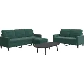 vidaXL Ensemble de canapés 3 pcs avec coussins Vert foncé Velours