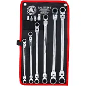 Bgs Jeu de clés articulées à cliquet double (10 mm, 11 mm, 12 mm, 13 mm, 14 mm, 15 mm, 16 mm, 17 mm, 18 mm, 19 mm, 8 mm, 9 mm)