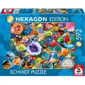 Schmidt Puzzle Hexagone, Assortiment de pierres précieuses, 592 pièces