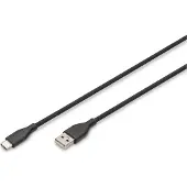 Digitus AK-300340-020-S USB 2.0 kabel Typ C -A Silikon St/St 2m schwarz