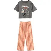 Next Pyjama 'Halloween' gris foncé / orange foncé / noir / blanc cassé