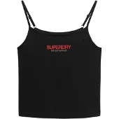 Superdry pour femme. W6011836A T-shirt avec logo Sportswear, noir (XS), Casuel, Coton, Sans manches / bretelles