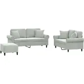vidaXL Ensemble de canapés 3 pièces avec coussins gris clair velours