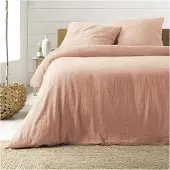 Douceur d'intérieur Parure de lit - - ANGELIA - Gaze de coton - 240 x 220 cm - Rose