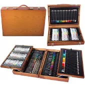 VERK 18234 Grand coffret de peinture en bois, 174 pièces