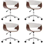vidaXL Chaise de salle à manger 4 pcs. Pivotant Blanc Similicuir