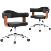 vidaXL Chaise de salle à manger pivotante 2 pcs. noir bois courbé et similicuir