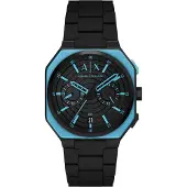 Armani Exchange Montre à affichage analogique 'BASS' azur / noir